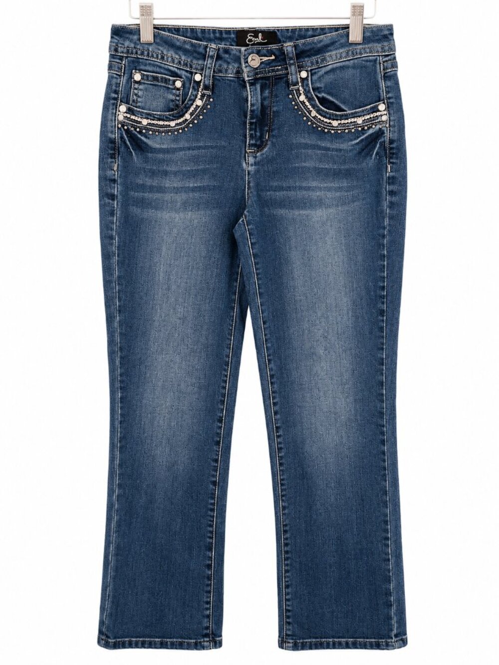 Earl Jeans Women’s Size 4 Bootcut Blue Jeans Rhinestone Lace Embellished Y2K